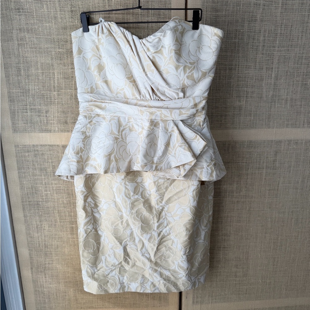 Badgley Mischka Strapless Jacquard Dress